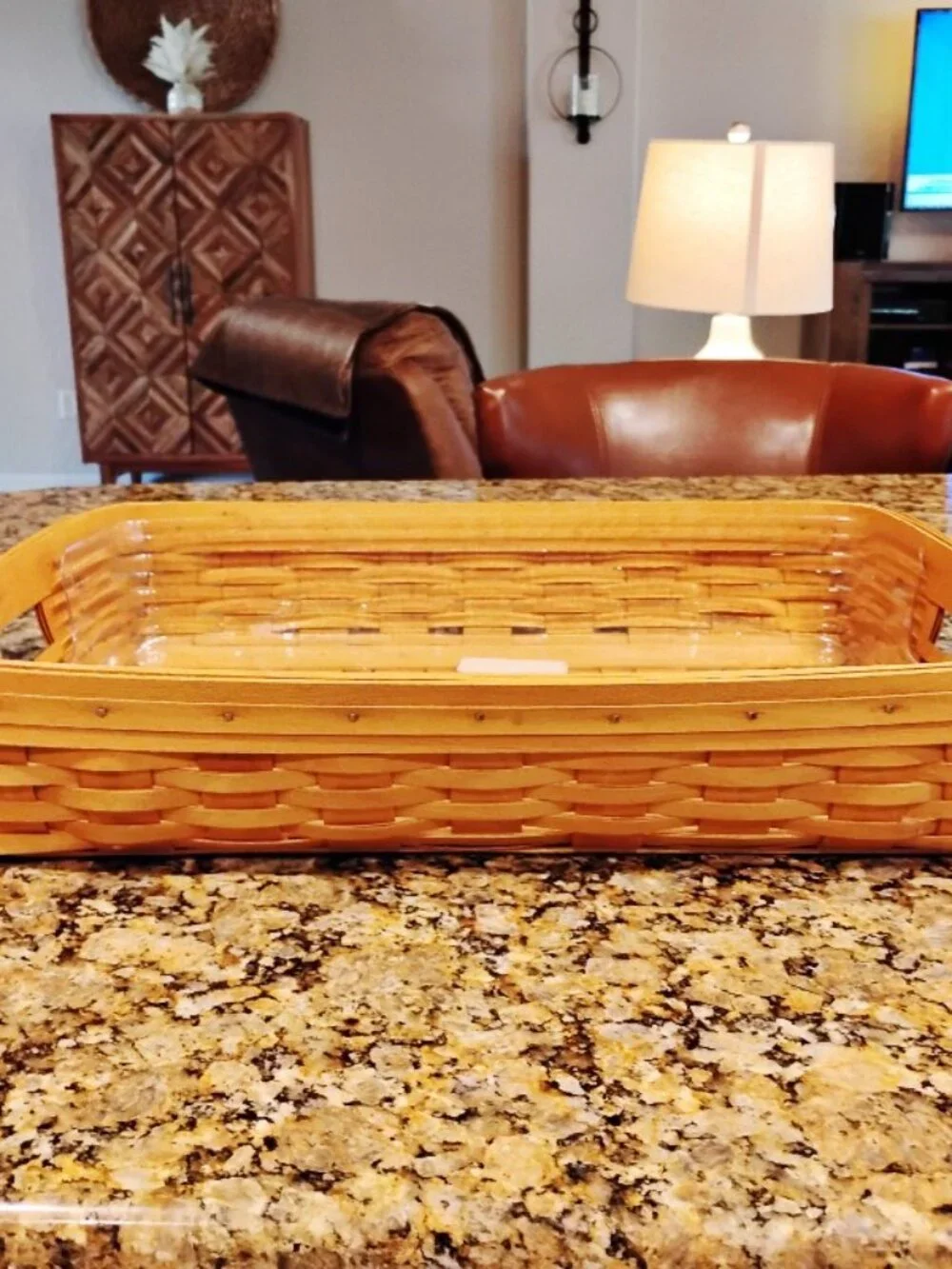Longaberger Large Hostess Serving Tray Basket with Plastic Protector Circa 1997